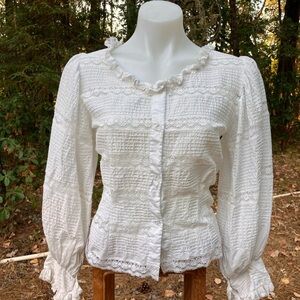 1980’s White Lace stretch Blouse M